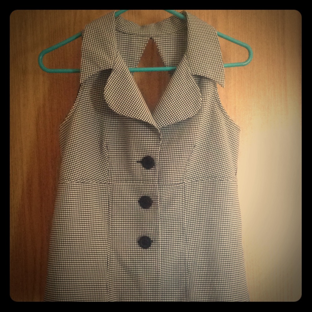 A black and white checkered dress top